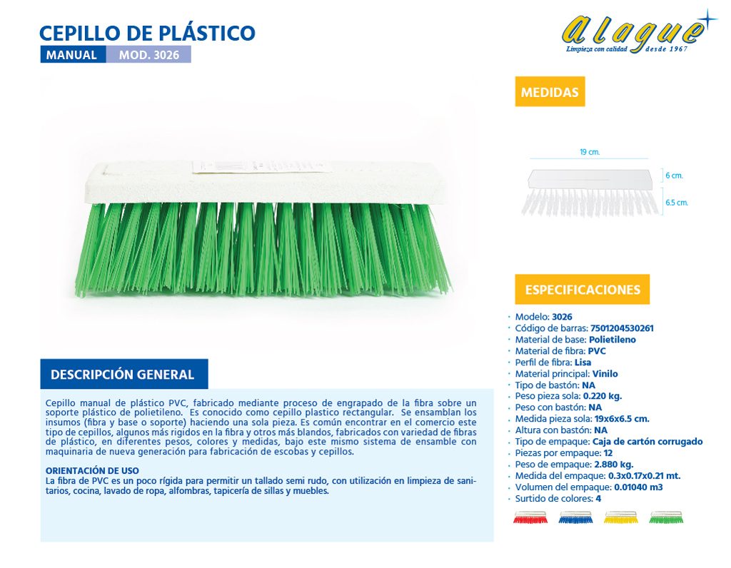 Cepillo Plástico Manual