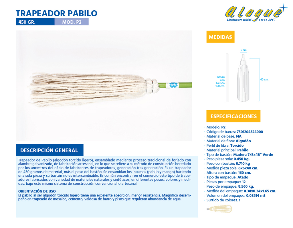 Trapeador Pabilo 450 grs.